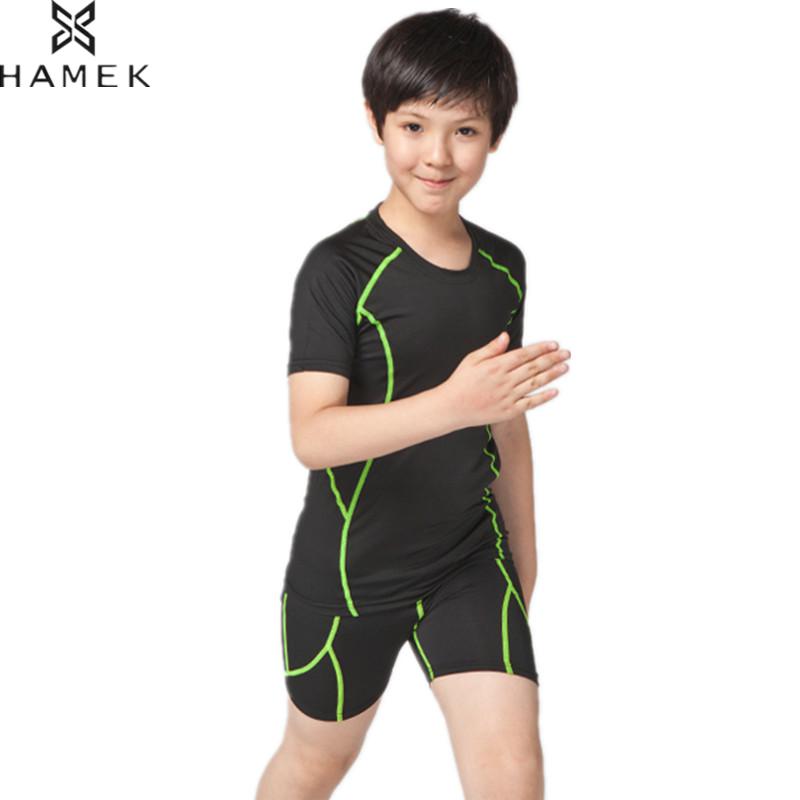 HAMEK – ensemble de basket-ball pour garçons, 2 pièces, respirant, short facile, combinaisons de Fitness pour enfants, survêtement de football, été