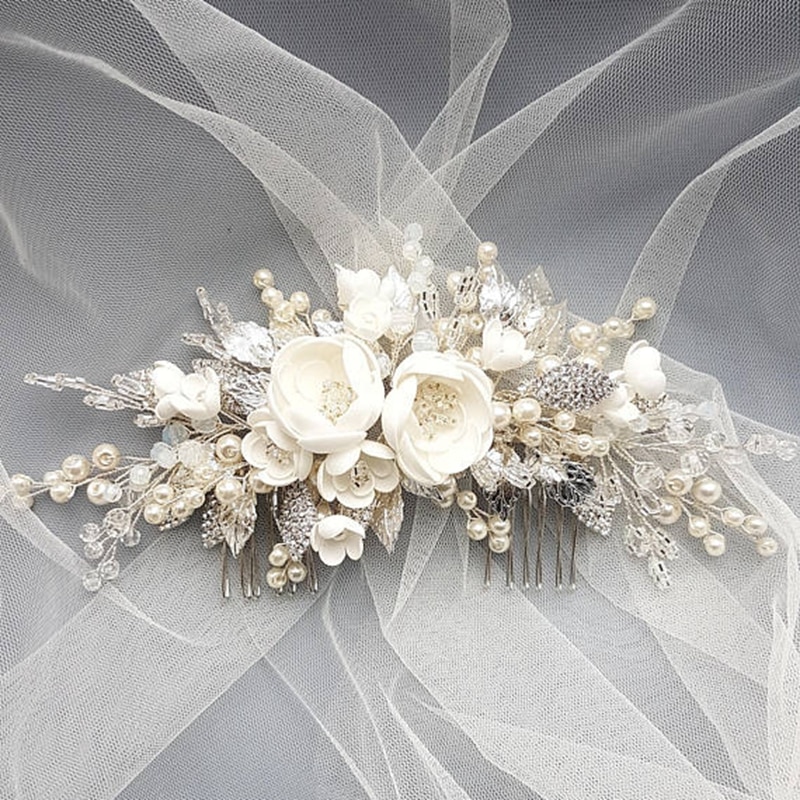 Hårpynt bryllup hår tilbehør blomstret hovedbeklædning romantisk blonde hårtøj blomst bryllup brud hår tilbehør brude