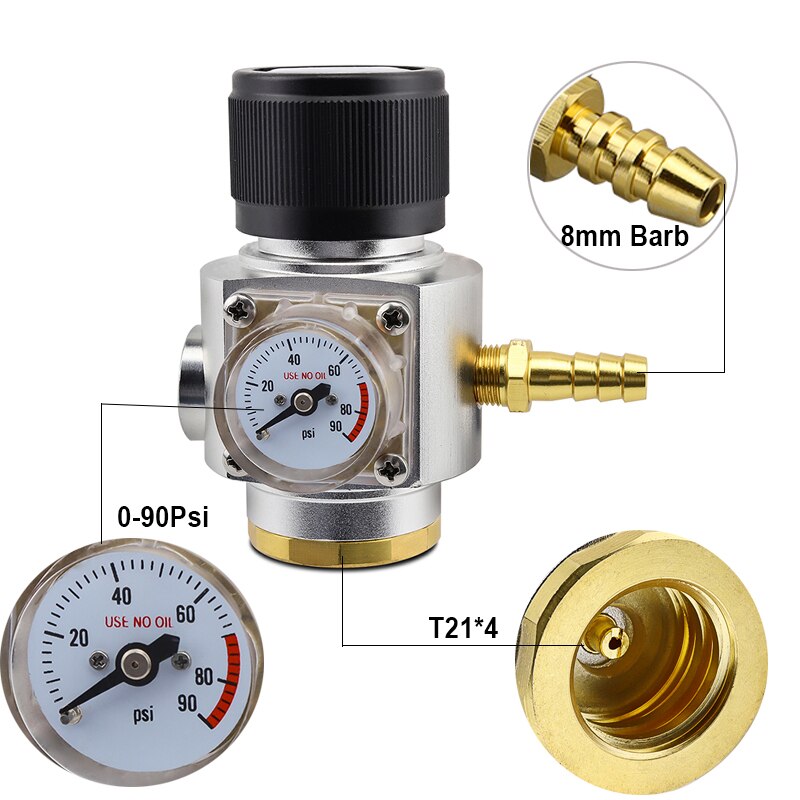 Cerveja em casa Garrafa de Refrigerante CO2 Mini Carregador de Regulador de Gás CO2 T21 * 4 0-90 PSI Keg Carregador para europeu Garrafa de Refrigerante Cerveja Kegerator: Type 1