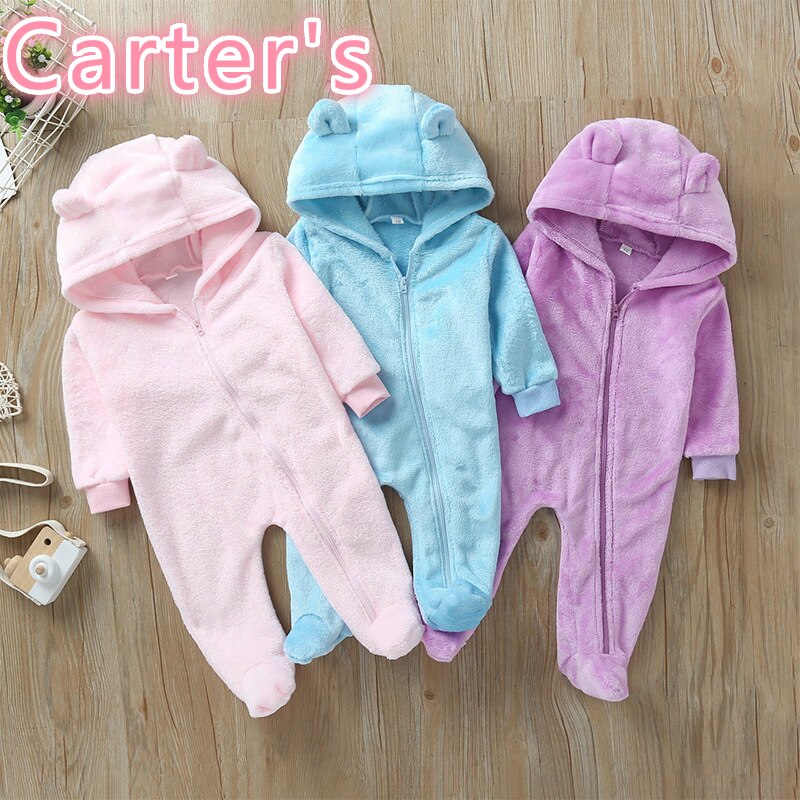 Carters Mit Kapuze Einfarbig Baby Flanell Nette Lange Hülse Gesamt Kleinkind Pijama Recien Nacido Macacão Menina Bebe rosa Baby junge