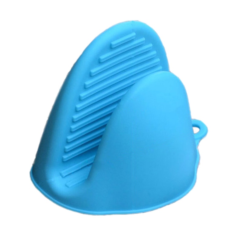 Siliconen Handschoenen Oven Warmte Geïsoleerde Vinger Handschoenen Koken Magnetron Antislip Gripper Pot Houder Blauw