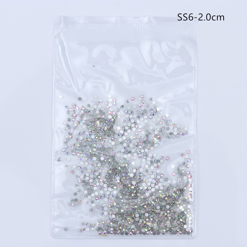 1440 Stks/zak Kleurrijke 3D Nail Decoratie Diy Nail Art Strass Multi-Size Crystal Ab Platte Platte Achterkant Steentjes: ss6