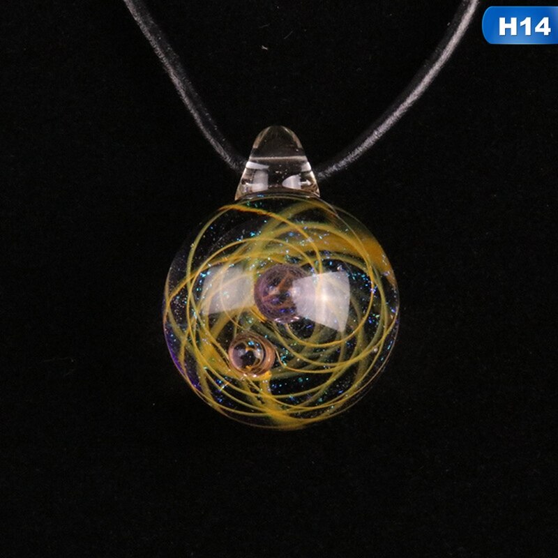 2019 Creativo Pianeta di Cristallo Stelle Sfera di Vetro Galaxy Modello di Catena In Pelle Pendenti con gemme e perle Collana Galaxy Bella Collana: H14