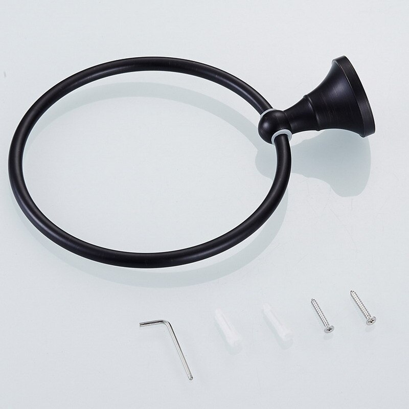 Porte-serviettes rond mural en Bronze frotté à l'huile, accessoires de salle de bain