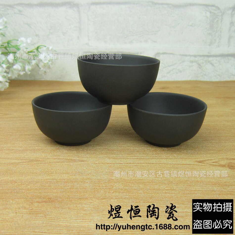 6 Pcs Paarse Klei Keramische Kopje Thee Set 60Ml Grote Capaciteit Zwarte Theekopje Cups Theekopjes Kung Fu Een + Porselein