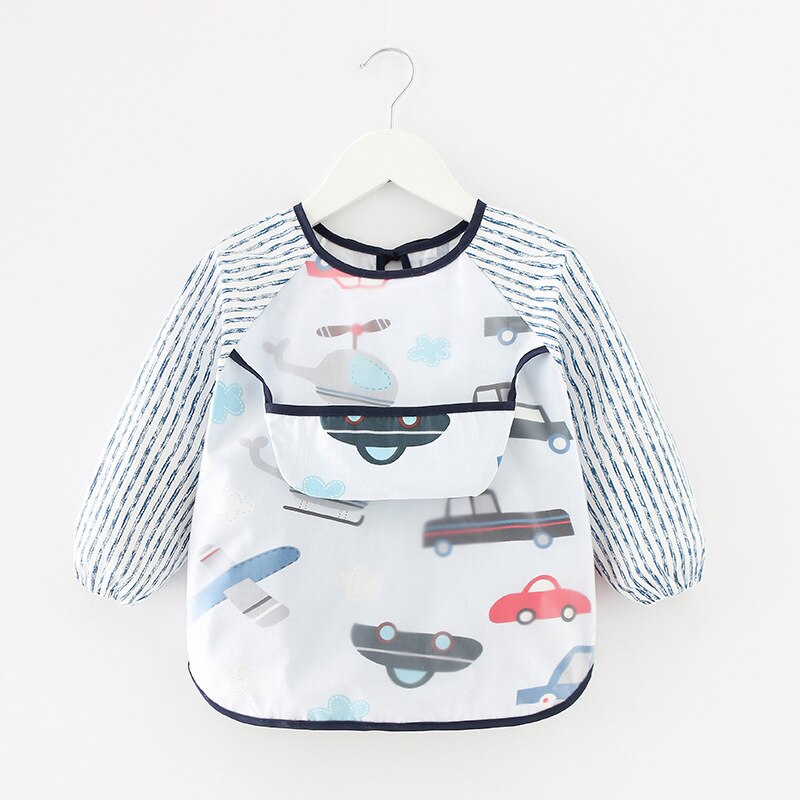 Infant Essen Kinder Zeichnung Lange Kurzarm Schürze Baby Bandana Lätzchen Nette Cartoon Lätzchen Wasserdichte Baby Selbst Fütterung Bib: 04Plane