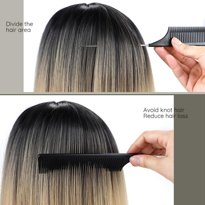 Peine fino de plástico resistente al calor para realzar el cabello, peine de estilismo de salón, peine de tinte separado para peluquería