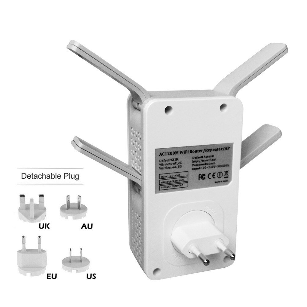 1200Mbps WiFi Repeater Network Wifi Range Extender High Speed Wi-Fi 4 External Antennas EU/US/UK/AU Plug