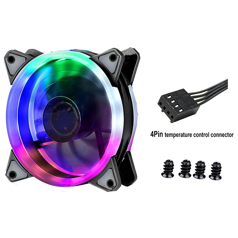 90mm LED Light 4PIN 3PIN PC Desktop Computer Case Cooling Cooler Fan 12V 9225 92x92x25mm GPU CPU Cooler Double Halo Light