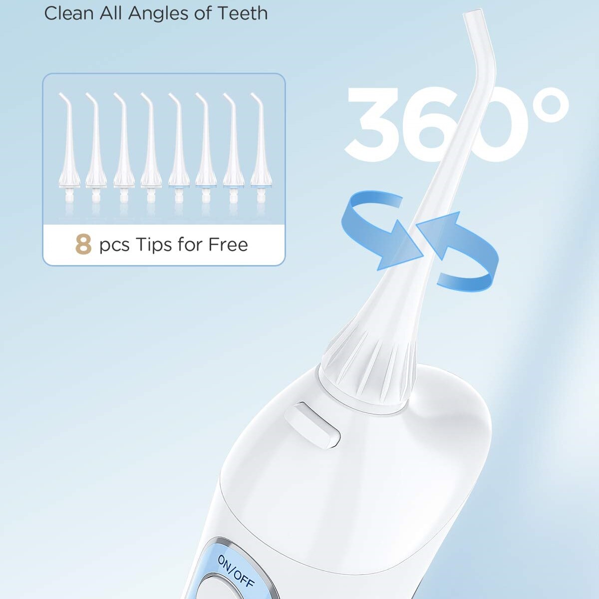 Fairywill Teeth Cleaner 300ML Rechargeable Water Flossers Portable Dental 3 Modes Water Tank Waterproof Oral Irrigator for Teeth