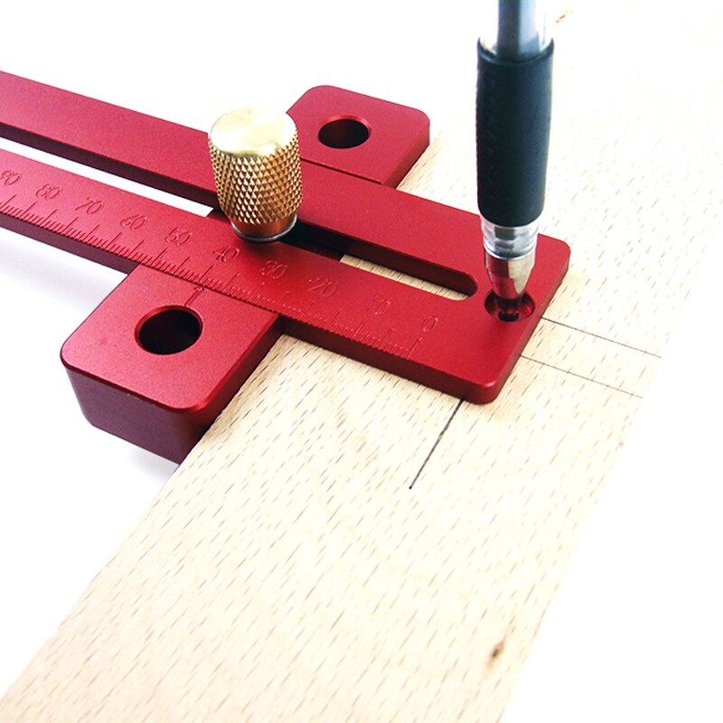 Regla de carpintería tipo 370mm , regla de trazado de agujeros, calibre de marcado, herramientas de medición tachadas, herramientas para trabajar la madera.