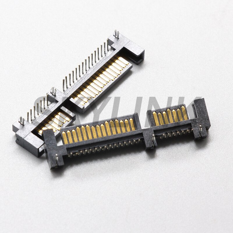 SATA Connector Male 7P+15P 22Pin Hard Disk Interface Right Angle Curved Pin Connector Socket PCB Mount