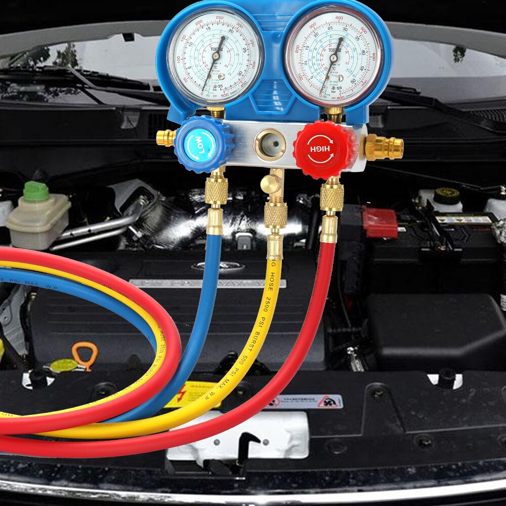 Manometer Auto Airconditioning Koelmiddel Freon Dubbele Klep Barometer Diagnose Reparatie Tool Kit voor alle automotive