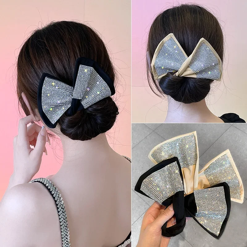 Dispositivo de grampo de cabelo em forma de arco feminino doce e adorável grampo de cabelo rápido coque ferramentas de estilo de cabelo trança hairbands ferramentas de penteado