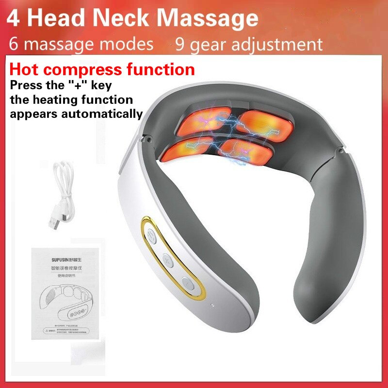 Electric Neck Massager 6 Head Intelligent Wireless Cervical Massagers Heating Vibration Massage Health-Care Pain Relief: Type 4