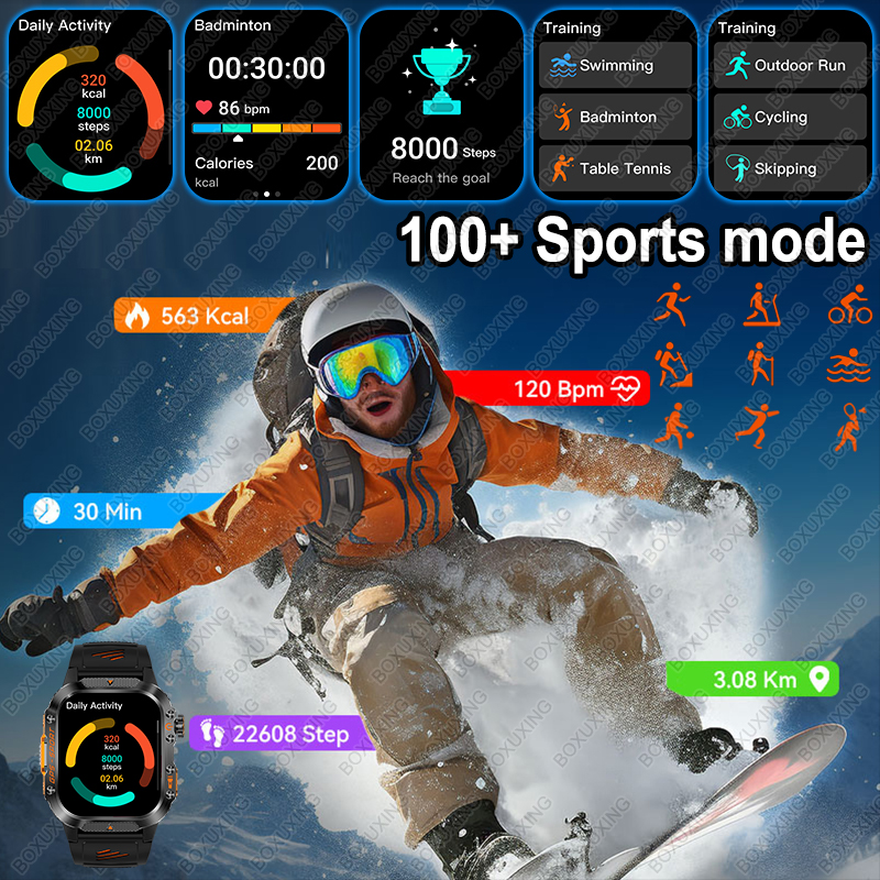 Para xiaomi militar esportes ao ar livre gps relógio inteligente men3atm à prova dwaterproof água bússola embutido gps freqüência cardíaca bluetooth chamada smartwatch