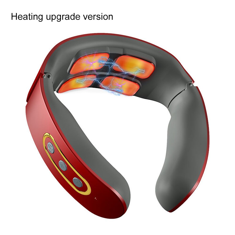 Smart Elektrische Nek Massager Cervicale Pijnbestrijding Verwarming Comprimeren Magnetische Puls 4D Gezondheidszorg Tool Ontspanning Fysiotherapie: Heating(red)
