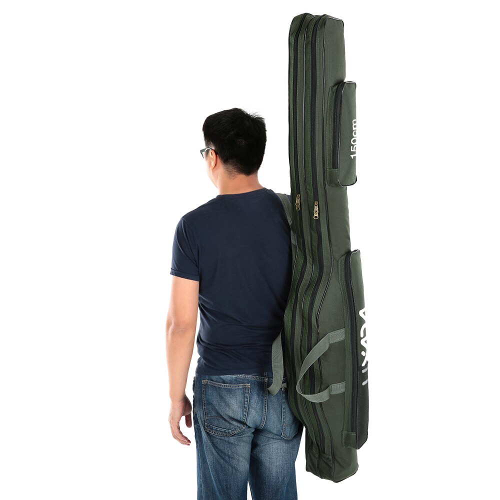 Lixada 80/150/210cm Fishing Bag Oxford Cloth Folding Fishing Rod Reel Bag Fishing Tackle Storage Bag Fishing Bag Carrier 2Layer