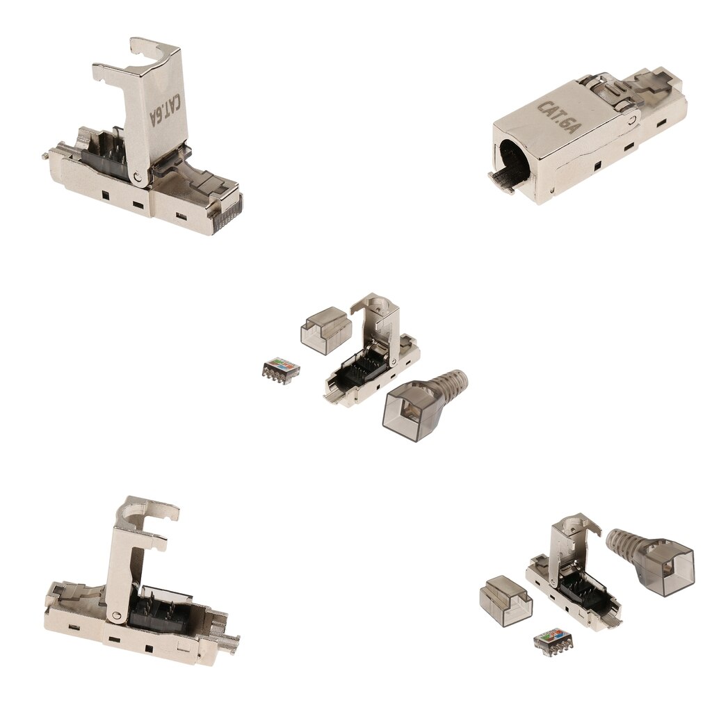 5x CAT6A RJ45 prise de montage sur le terrain connecteur réseau fiches modulaires connecteurs blindés Ethernet prend en charge la puissance sur Ethernet