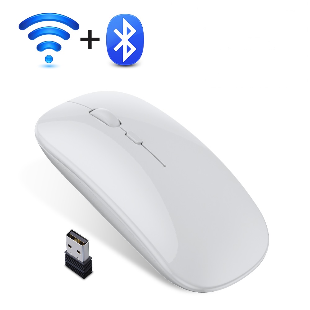 Bluetooth Draadloze Muis Computer Muis Usb Oplaadbare Muis Wirelesss Stille Mause Optical Gamer Muizen Voor Laptop Ipad Telefoon: Bluetooth White