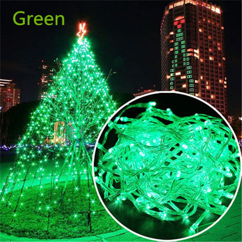 20M Waterproof 110V/220V 200 LED String lights for Christmas Festival Party Fairy Colorful Xmas Decor LED String Lights: Green / US Plug 110V