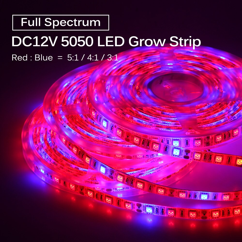 Plant Grow Light Strip Full Spectrum Phytolamp 5m LED Strip Lamp for Plants Flowers Dimmable Phyto Tape for Greenhouse Grow Tent