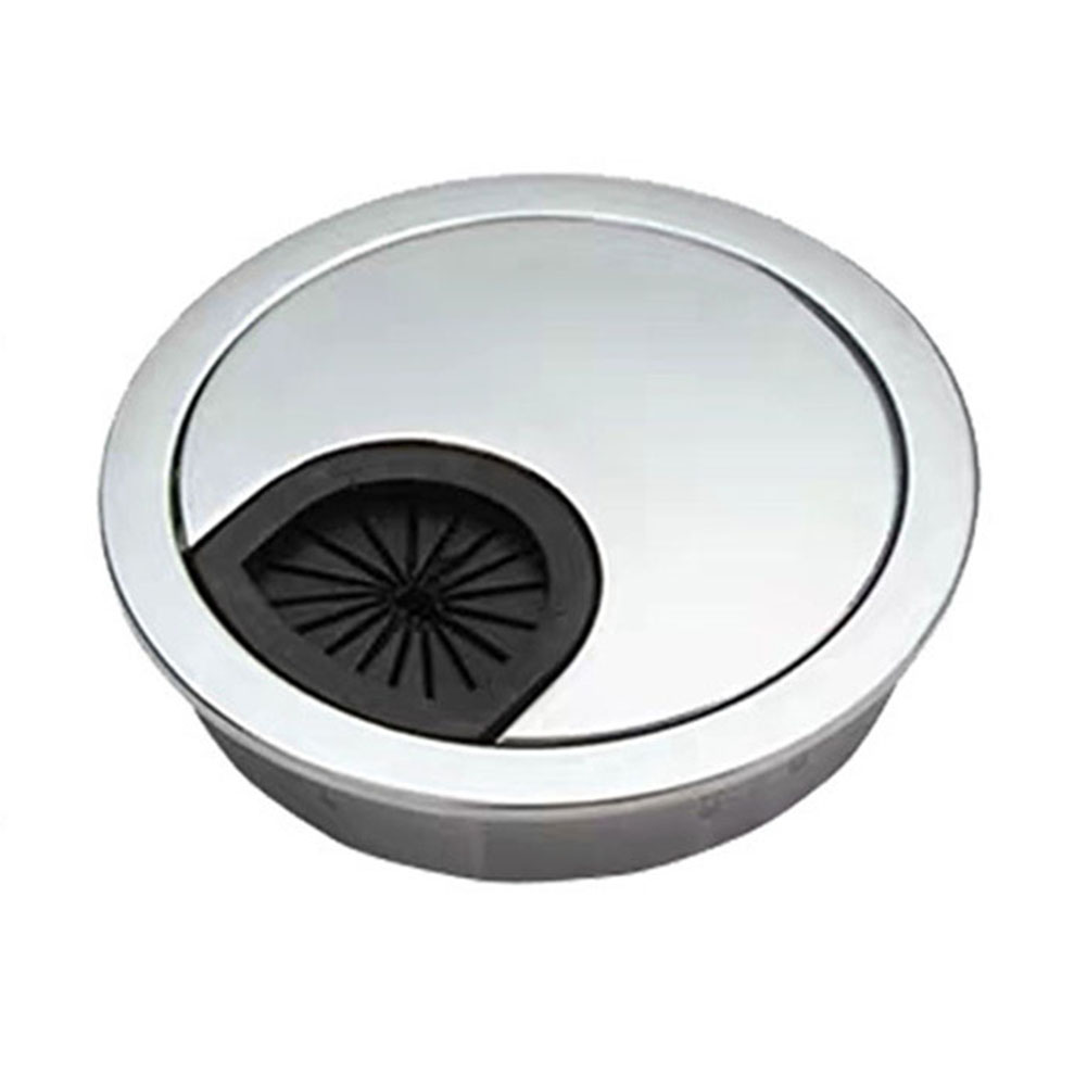 50/60/80mm Desk Table Cable Hole Cover Metal Grommet PC Computer Desk Round Cable Tidy Wire Hole Cover Chrome Brush: Greyish Brown / 53mm