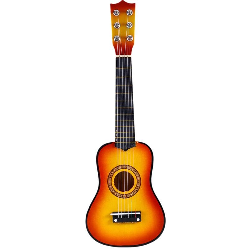 23 tommer træ guitar legetøj interessant musikinstrument legetøj klassisk pædagogisk legetøj til børnefødselsdag: Orange
