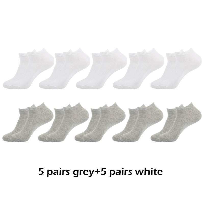 10 pairs/Lot Men Ankle Socks Breathable Comfortable Cotton White Grey Black Solid Boat Sock for Male Price: 3