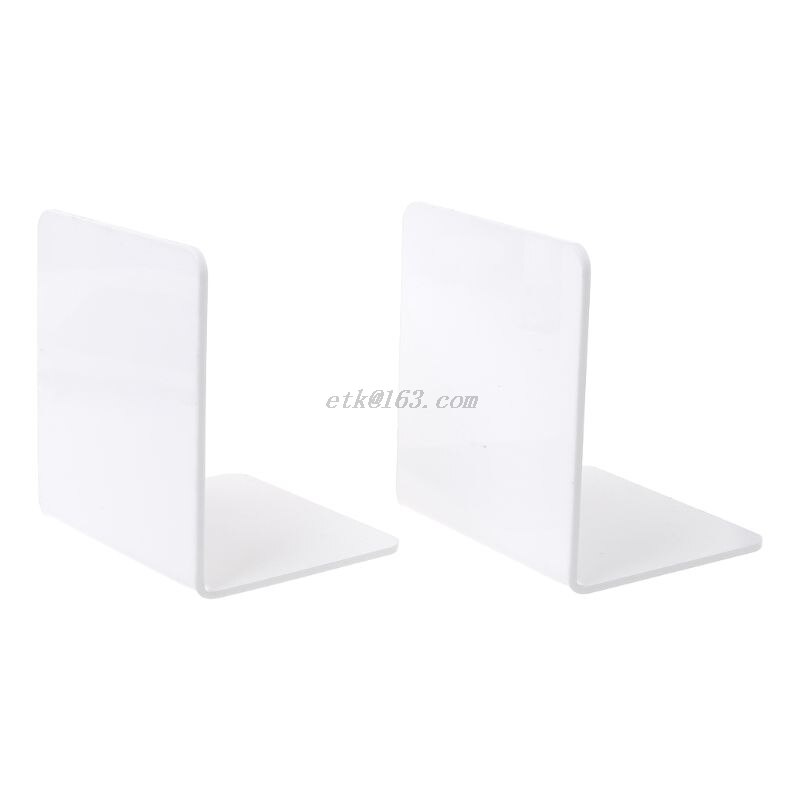 2 stk hvite akryl bokstøtter l-formet skrivebord arrangør stasjonær bokholder skolepapir kontor tilbehør: Hvit-s