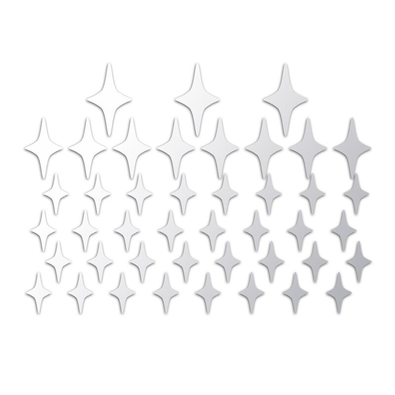 3d spejle væg lyse stjerneklare vægklistermærker til børneværelser boligindretning små stjerner vægoverføringsbilleder baby børnehave diy kunst vægmaleri: Sølv / Mix størrelse 43 stk