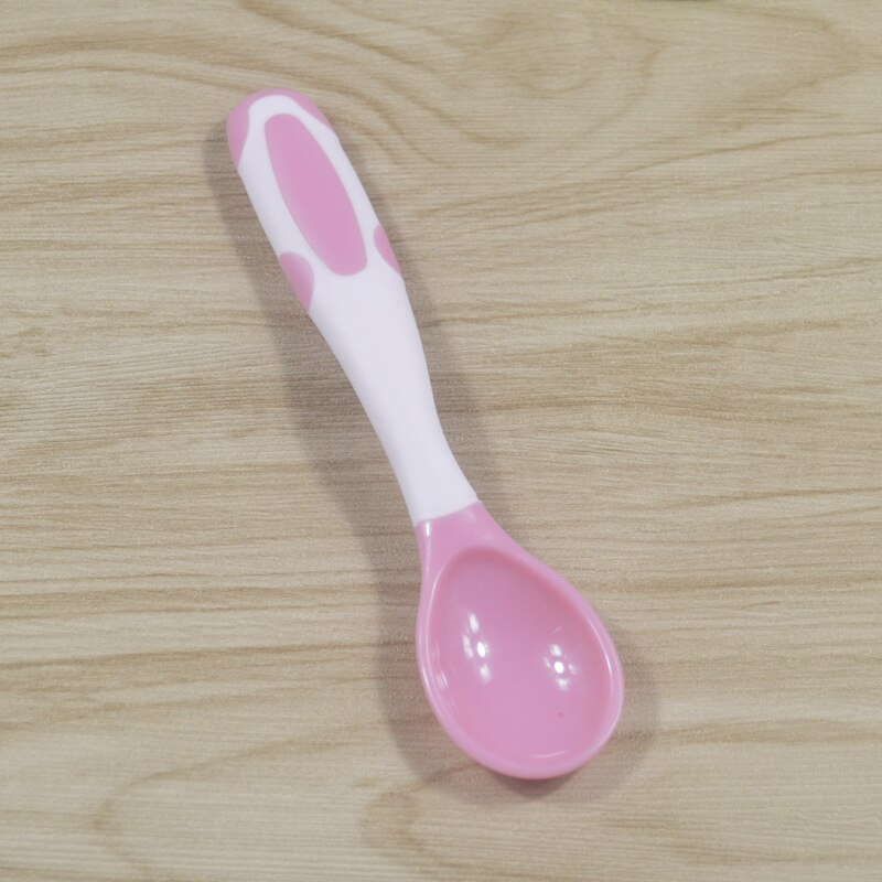 Children's Tableware Soft Silicone Spoon Baby Feeding Tool Training Eating Deformable Table Spoon Silicone Kitchenware Gadget: Pink