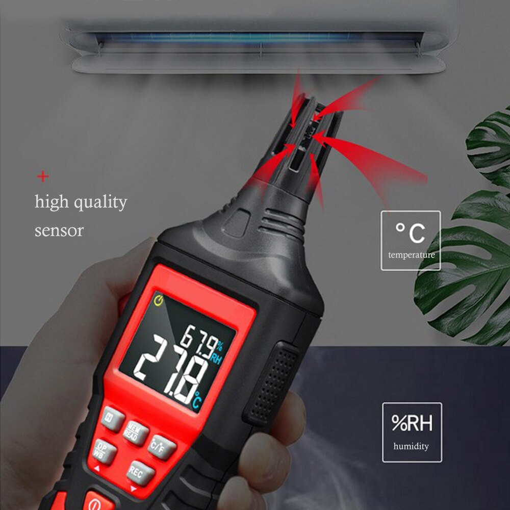Ht618 bluetooth-gegevensbehoud micro-digitale hygrometer digitale temperatuur-vochtigheidsmeter overbelastingsindicatie eenheidsconversie
