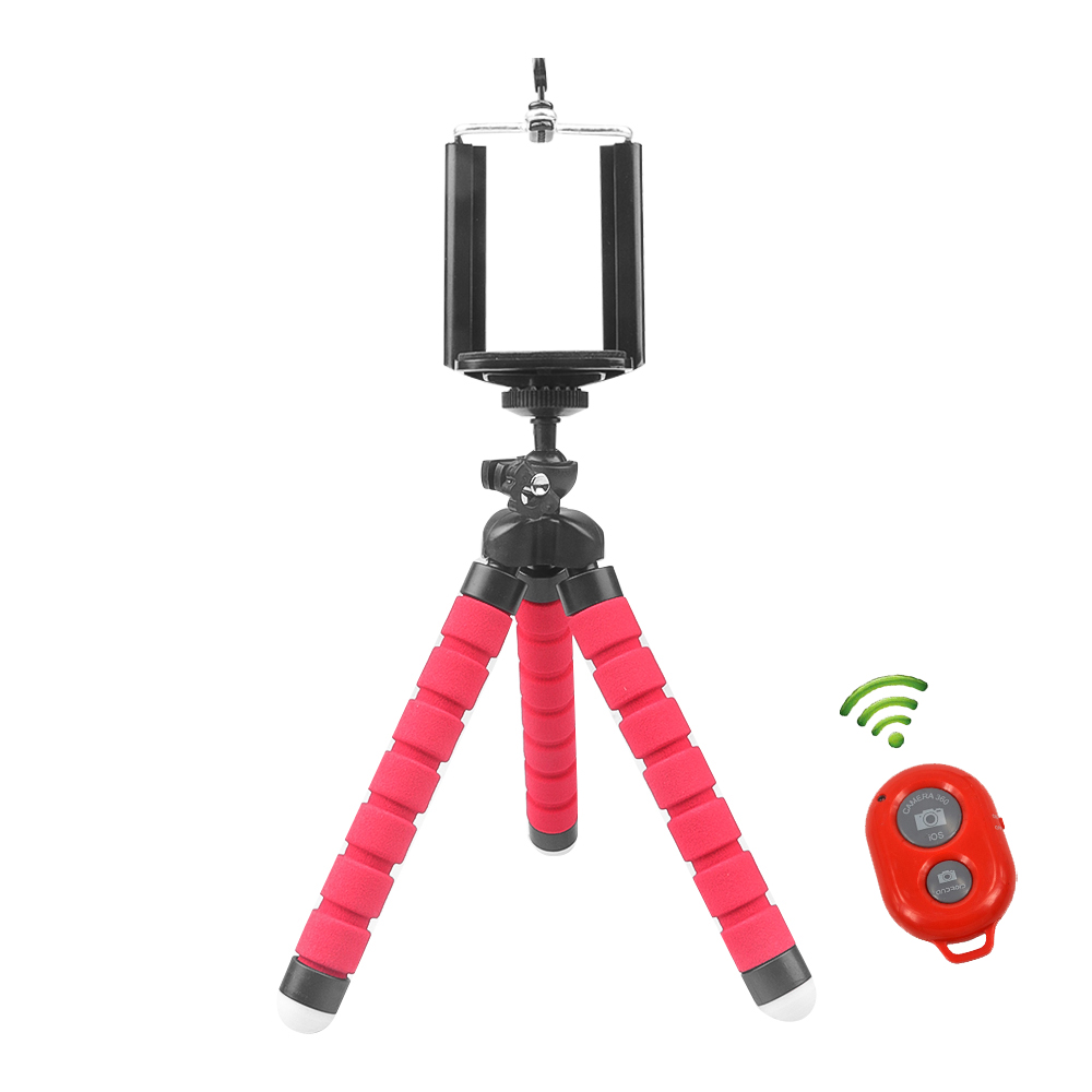 Universele Telefoon Houder Statief Flexibele Octopus Beugel Selfie Stand Mount Monopod Styling Accessoires Met Afstandsbediening: Rood