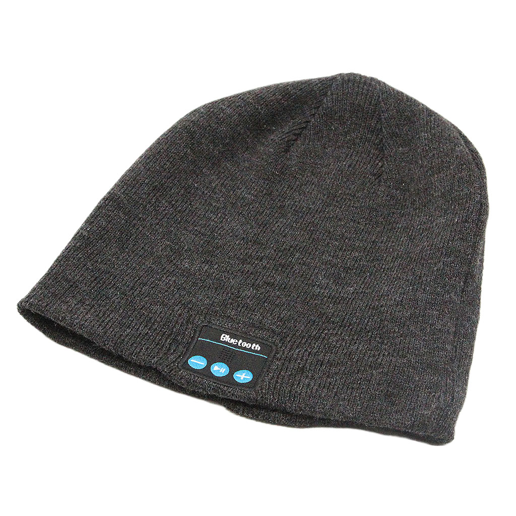 Vinter bluetooth beanie hat headset trådløs hovedtelefon beanie højttalertelefon hætte: Grå