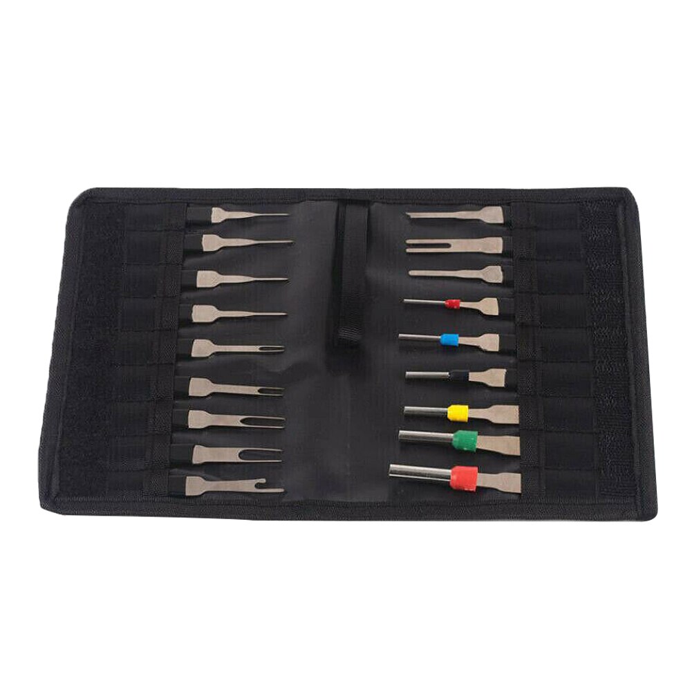 18pcs Terminal Removal Pin Needle Retractor Pick Electrical Wire Plug Puller Cloth Bag Repair Tools Car Connector Repair Tool