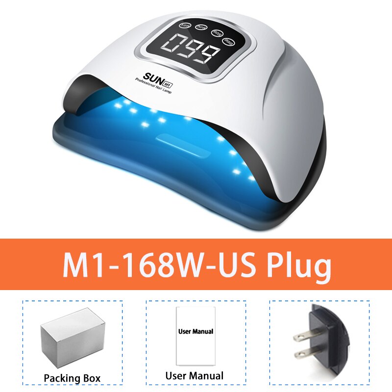 SUN M1-Lámpara de secado rápido para uñas, accesorio para manicura, con 45 LED UV, 168W: US Plug