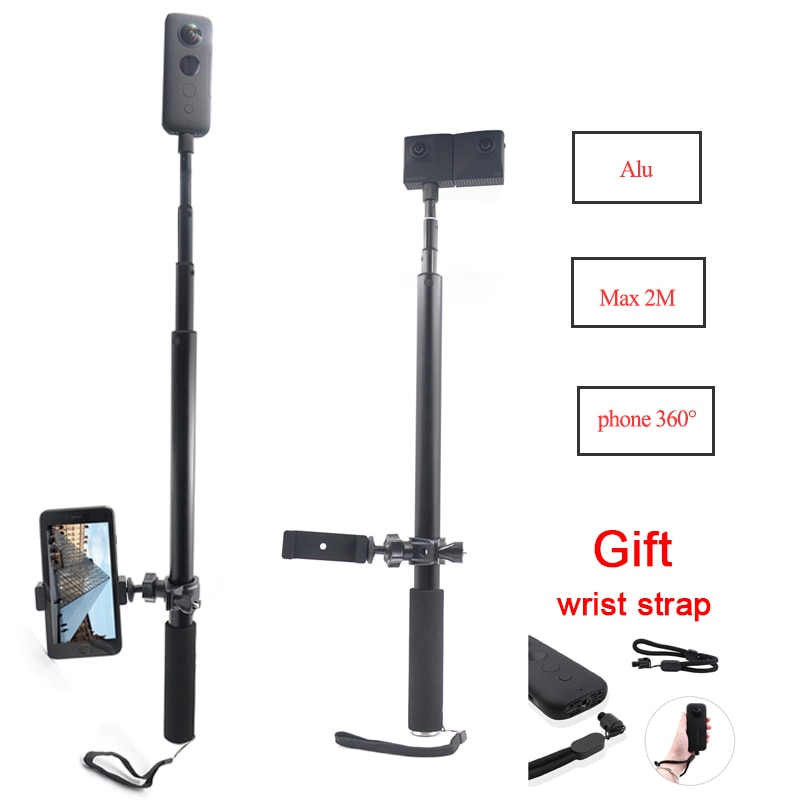Aluminum pole Super Long Selfie Stick with phone holder For smartphon/Insta360 One X accessories EVO 360 Camera 360