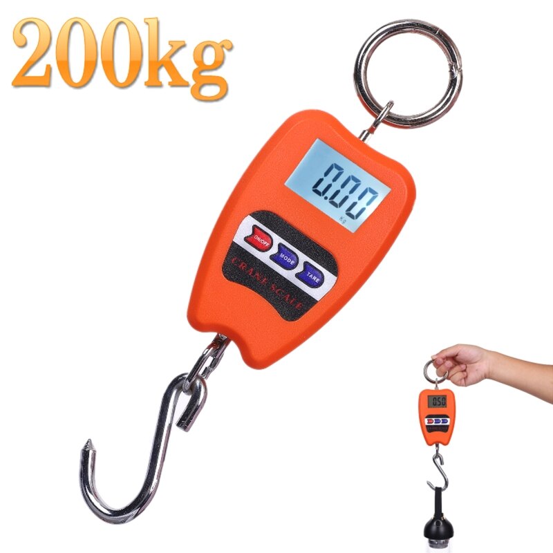 Hanging Scales Luggage Weighing Scale 200 kg / 441 lb Digital Weight Scale Handheld Mini Crane Scale with Hooks for Farm