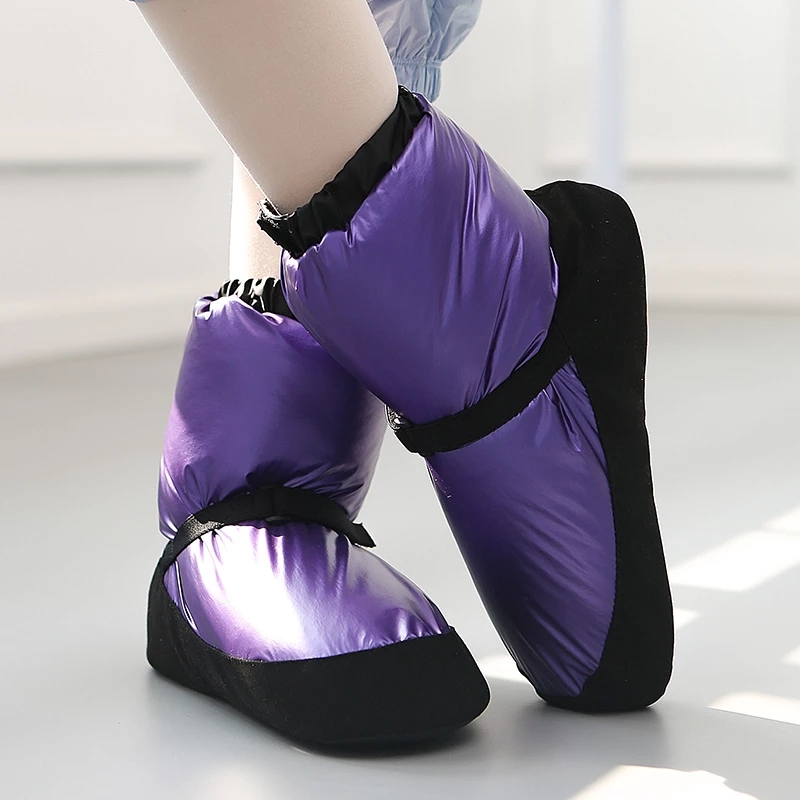 Warm-up Winter Dance Stiefel Weichen Sohlen Training Frauen Ballett Schuh Warm Up Booties Ballerina Mädchen Punkt Emboridery Tanzen schuhe: XL / Lila