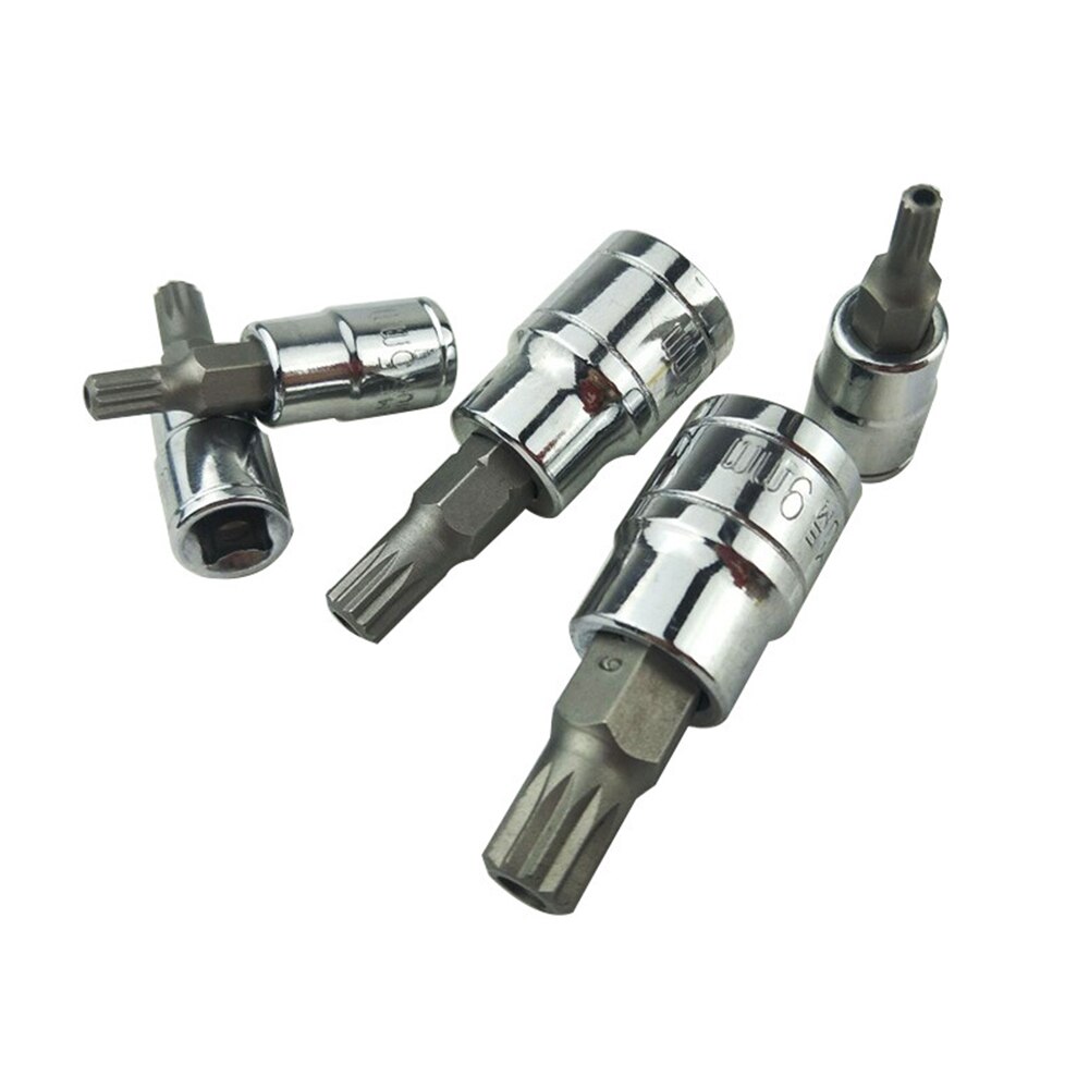 10-Pieces Torx Bit Sockets and E-Torx Star Socket Set with Plastic Case Cr-V Steel, 1/4”, 3/8” and 1/2-Inch Drive for car repair