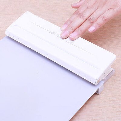 Punzón de papel estándar de 6 agujeros, grapadora ajustable, suministros de encuadernación para el hogar y la oficina, equipo de papelería para estudiantes: Blanco