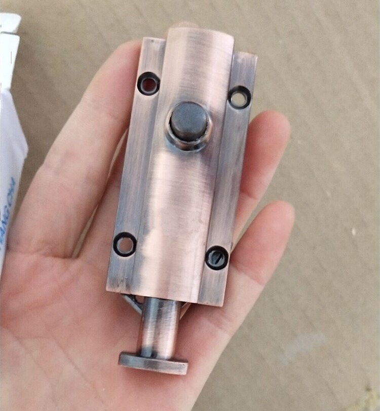 Zinklegering fjeder automatisk dørlås rød bronze dør bolt gate fjeder lås solid bolt møbler kinesisk messing hardware