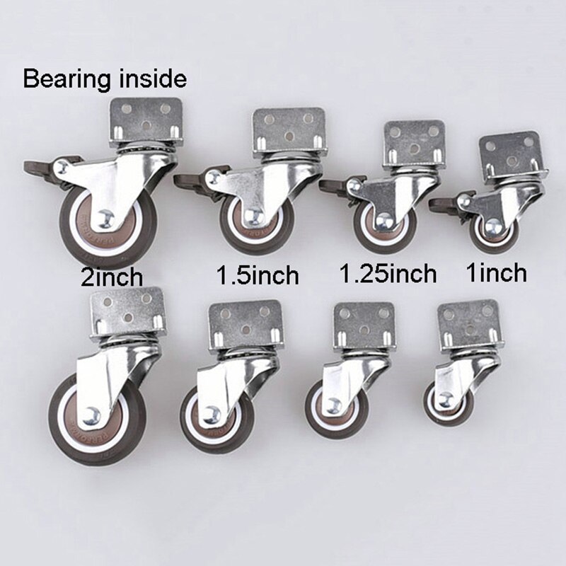 4Pcs Meubelwielen Wielen Zachte Rubber Roller Met Rem Mute Swivel Wielen Voor Moving Meubels Stoel Trolley Baby Wieg bed