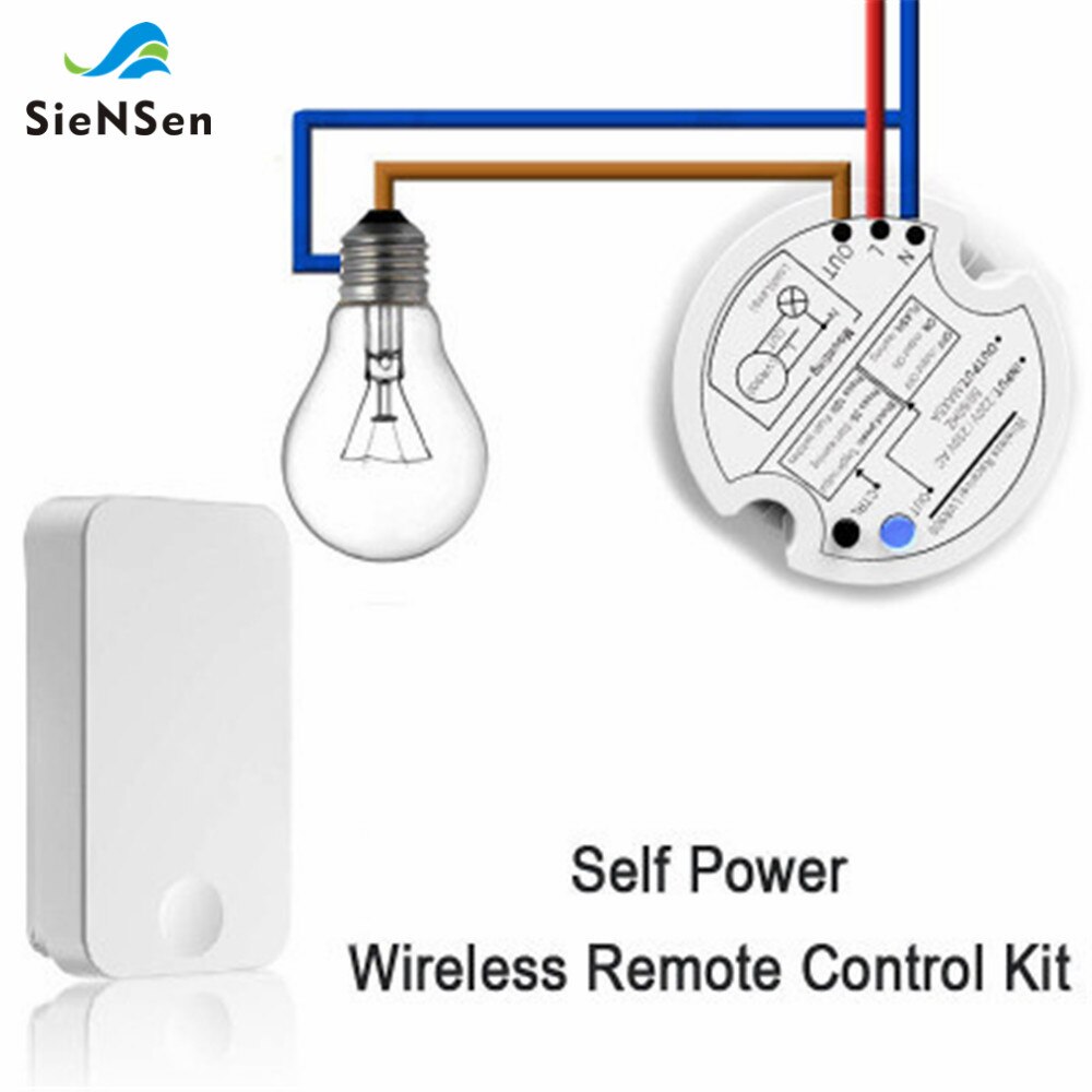 SienSen Self-Powered Wireless Switch No Battery Waterproof Transmitter Light Wall Remotes 433Mhz RF Receiver Remote Control Kit