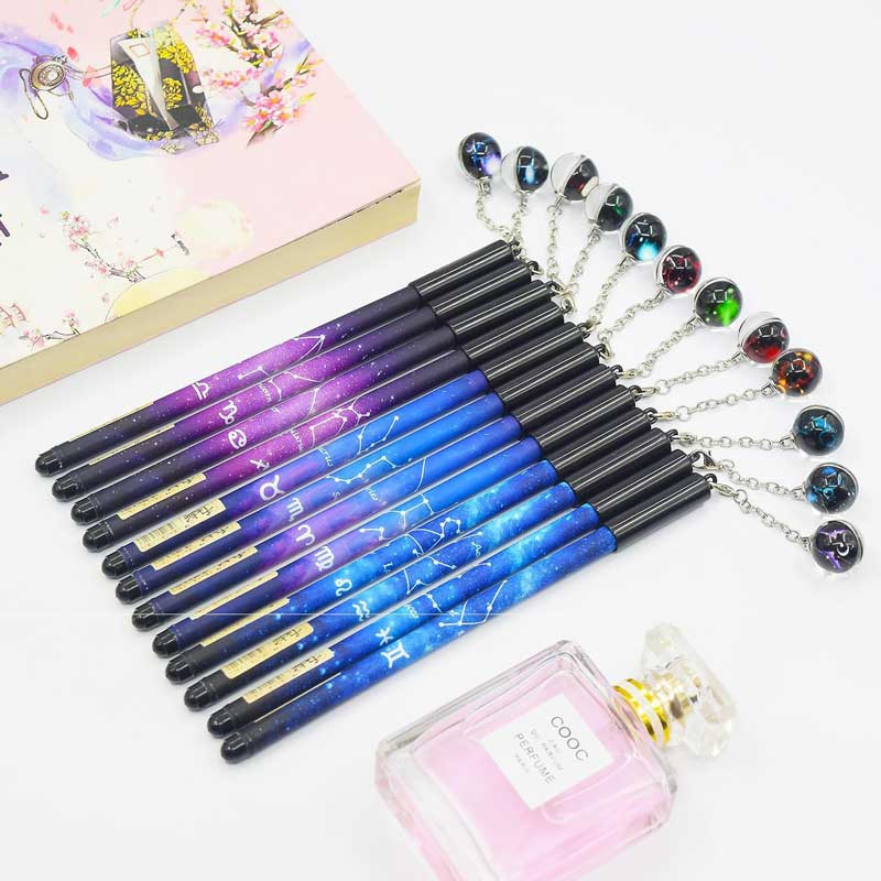 Creatieve Lichtgevende Pen 12 Constellation Zodiak Teken Horoscoop Astrologie Gel Pen Voor School Schrijven Kawaii Pennen Briefpapier