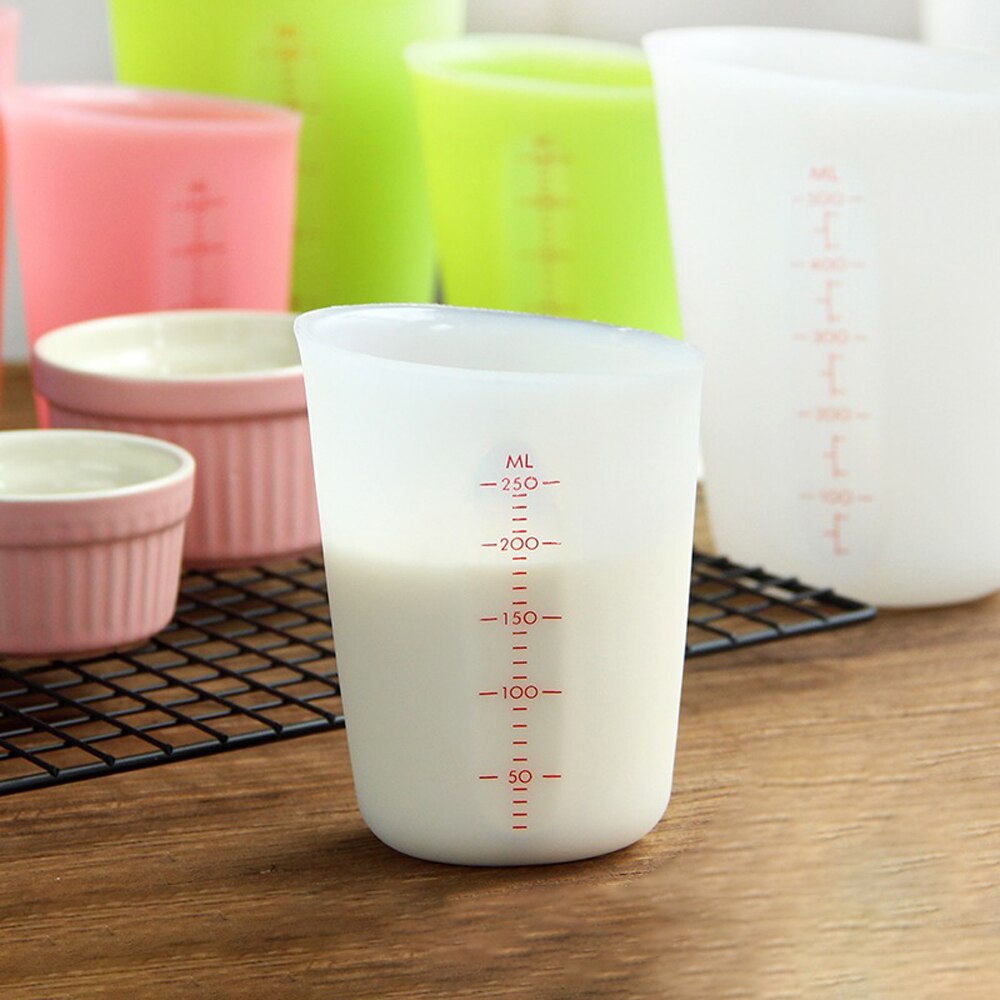 250Ml Siliconen Voedsel Maatbeker Maatbeker Koken Bakken Keuken Meetinstrumenten Wit Groen Roze