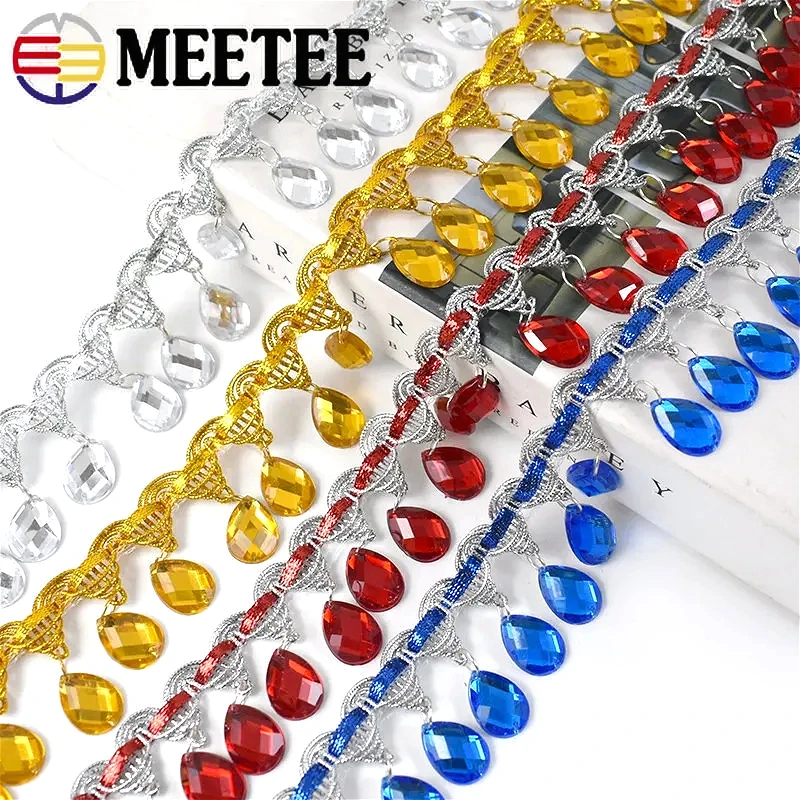 Ruban de dentelle perlé avec pompon biscuits, garniture à franges pour rideau, décoration de robe de mariée, accessoires de couture bricolage, 3 m, 9m, 45mm