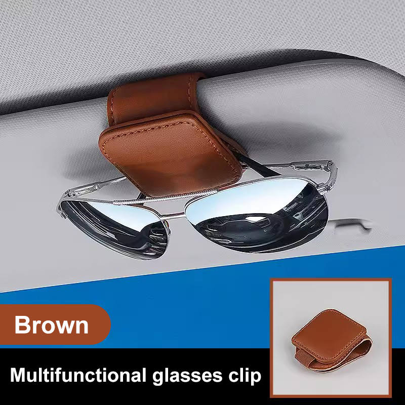 Zeeman Auto Bril Clip Kaart Clip Auto Zonneklep Bril Houder Pu Lederen Bril Clip Multi-Functionele Bril Beugel Goederen: Bruin