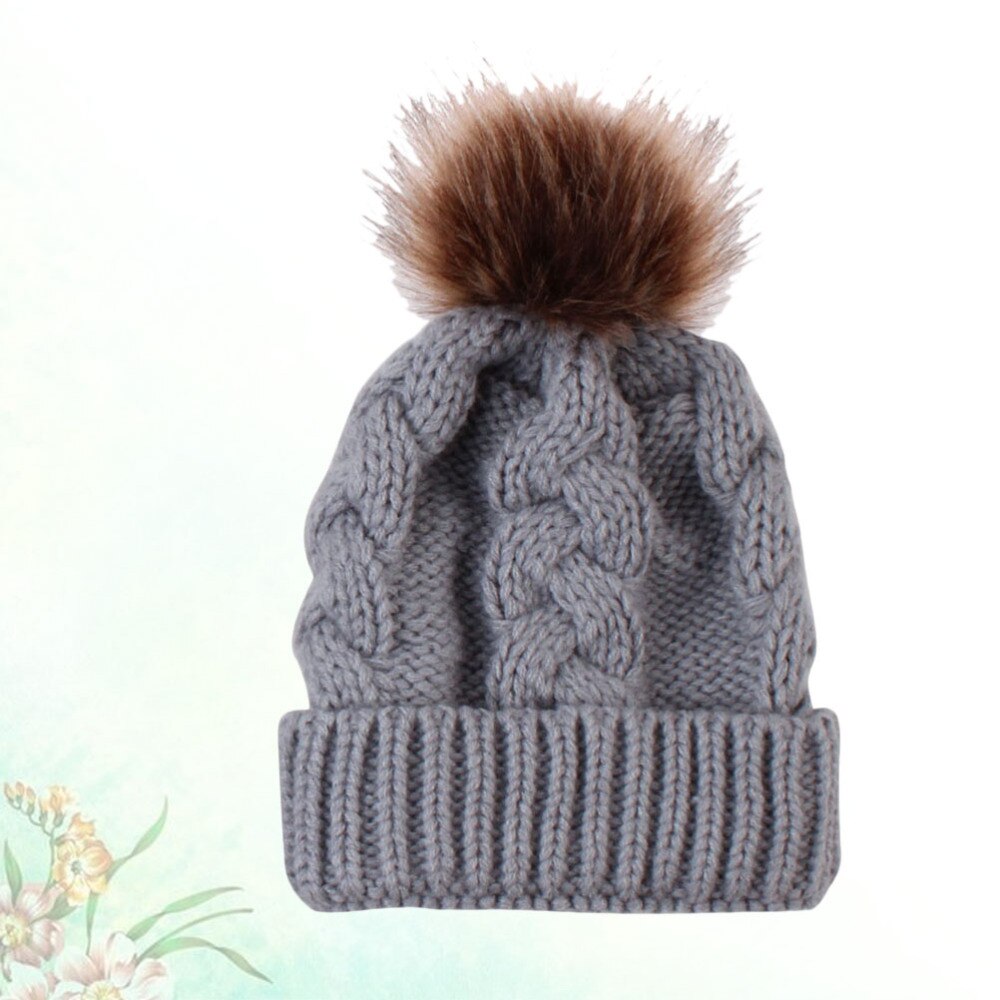 Winter Warm Gebreide Muts Schattige Kinderen Hoed Baby Haak Beanie Cap Acryl Fiber Hat (Zwart): Grey